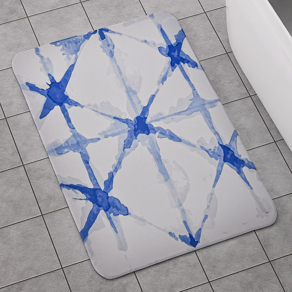 Super Absorbent Geometric Pattern Diatomaceous Earth Bath Mat - Blue 7133649 4