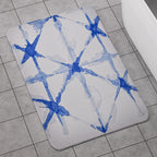 Super Absorbent Geometric Pattern Diatomaceous Earth Bath Mat (Size 60x39 cm) - Blue