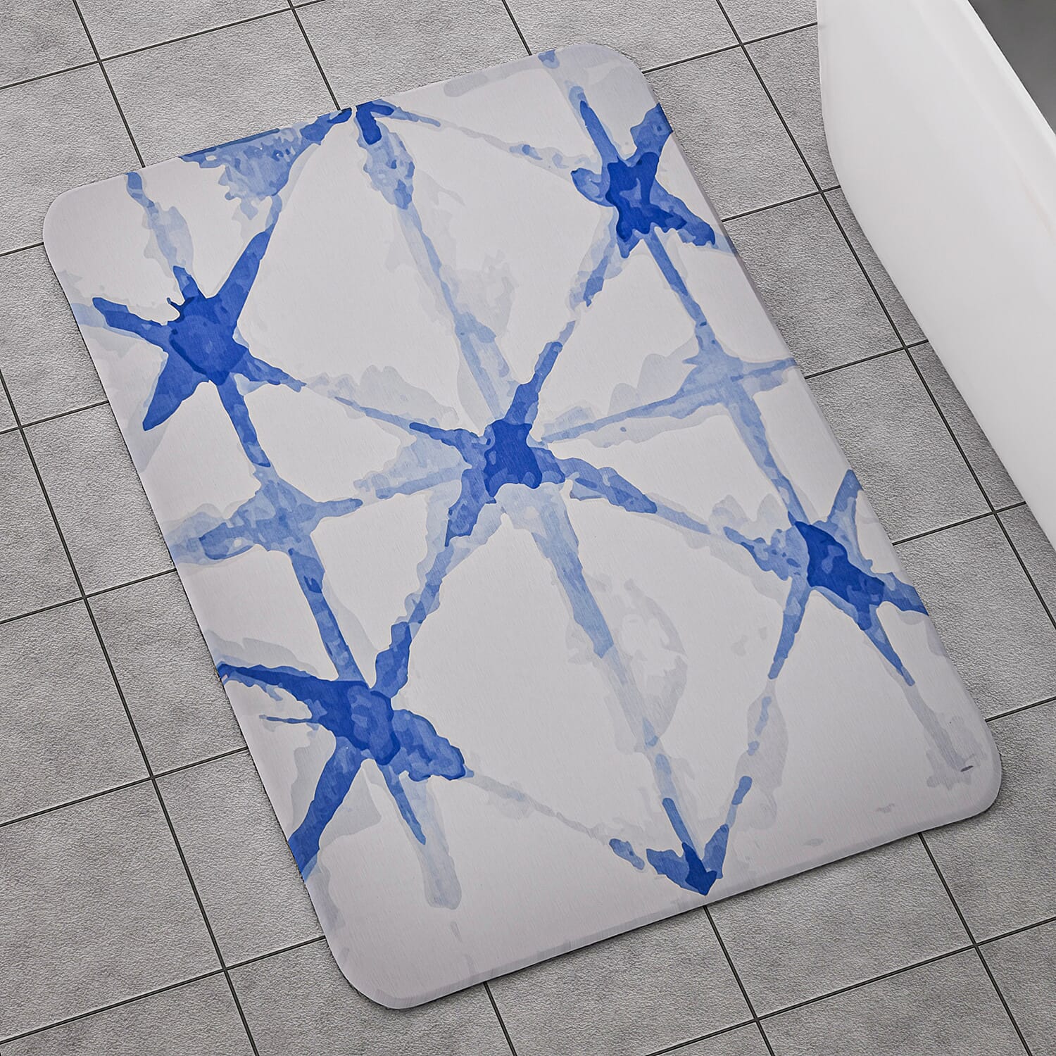 Super Absorbent Geometric Pattern Diatomaceous Earth Bath Mat - Blue 7133649 4