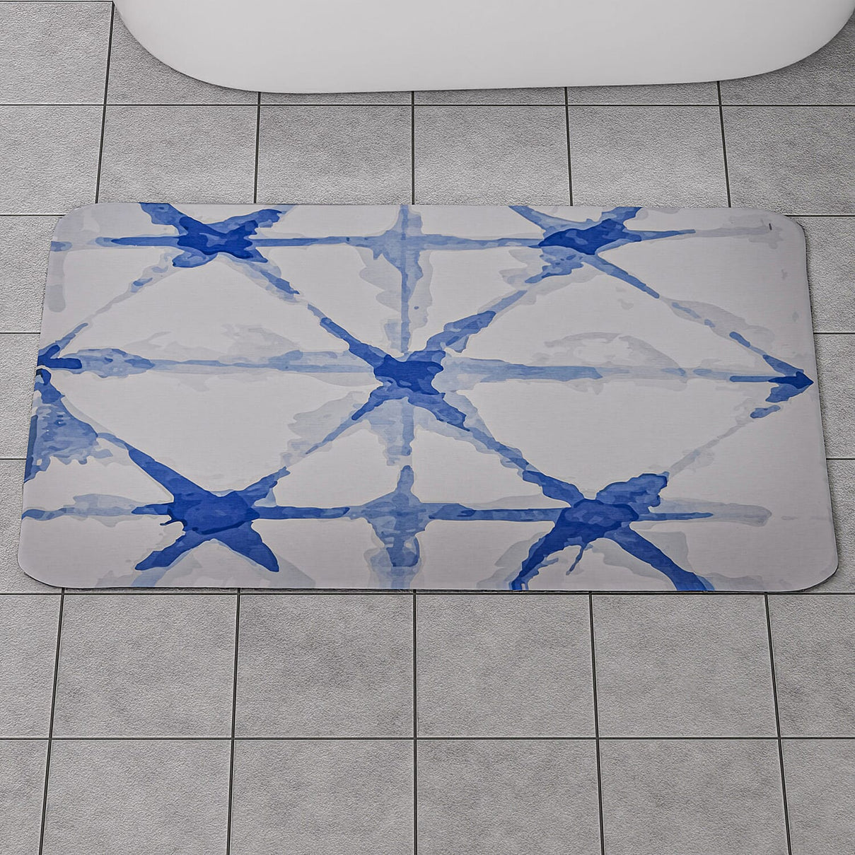 Super Absorbent Geometric Pattern Diatomaceous Earth Bath Mat - Blue 7133649 5