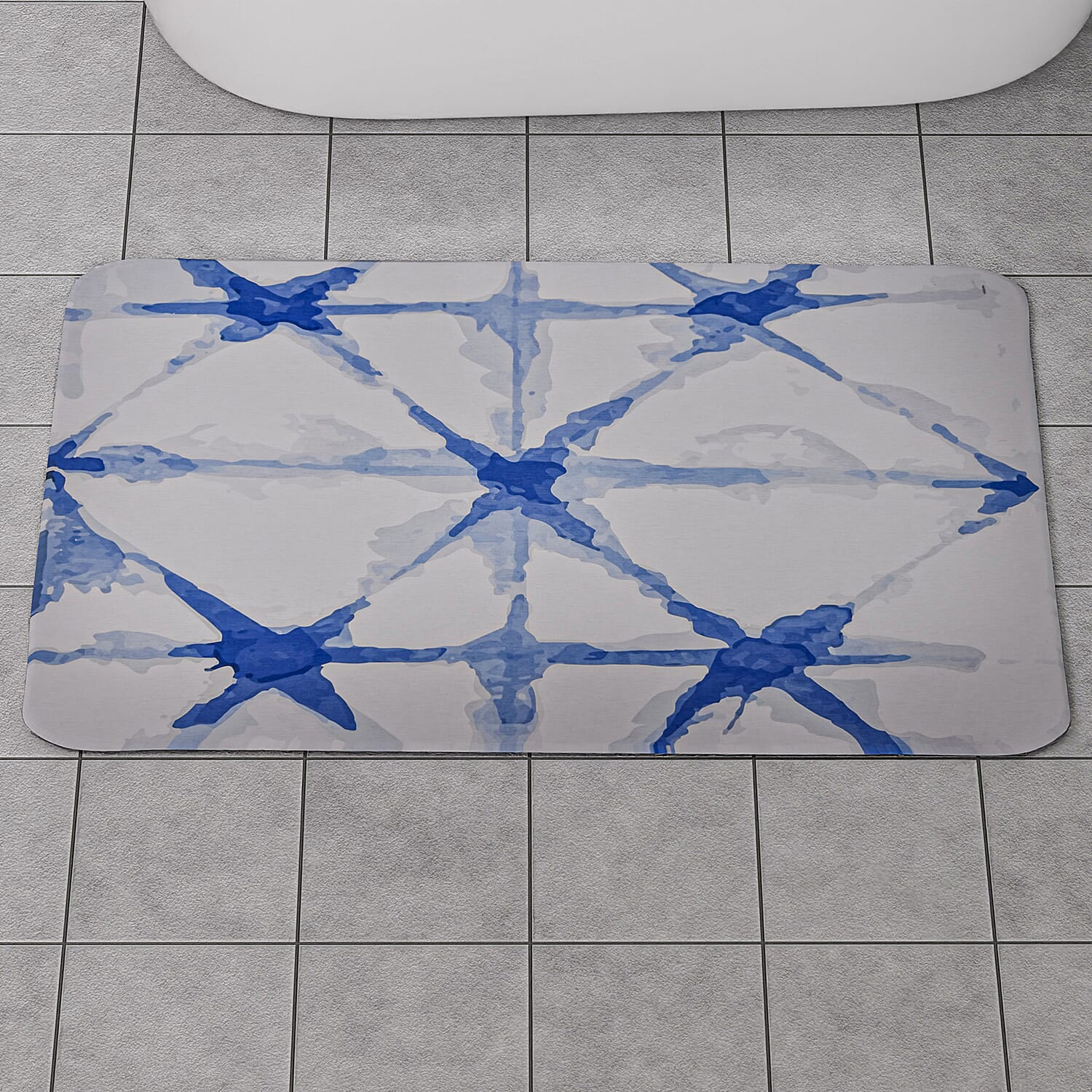 Super Absorbent Geometric Pattern Diatomaceous Earth Bath Mat - Blue 7133649 5