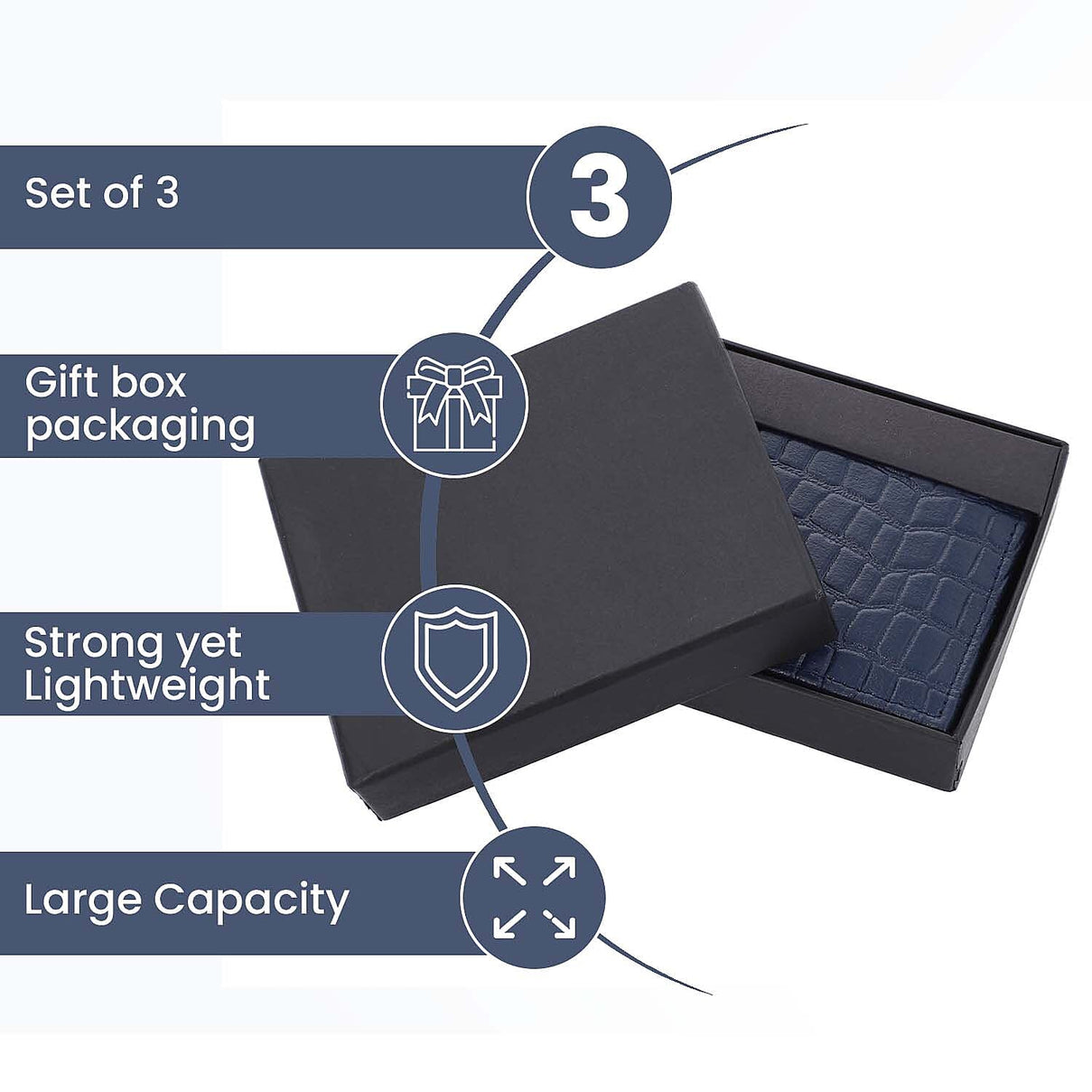Super Find - 100% Genuine Leather Croc Embossed Mens Wallet - Navy 8920183 5