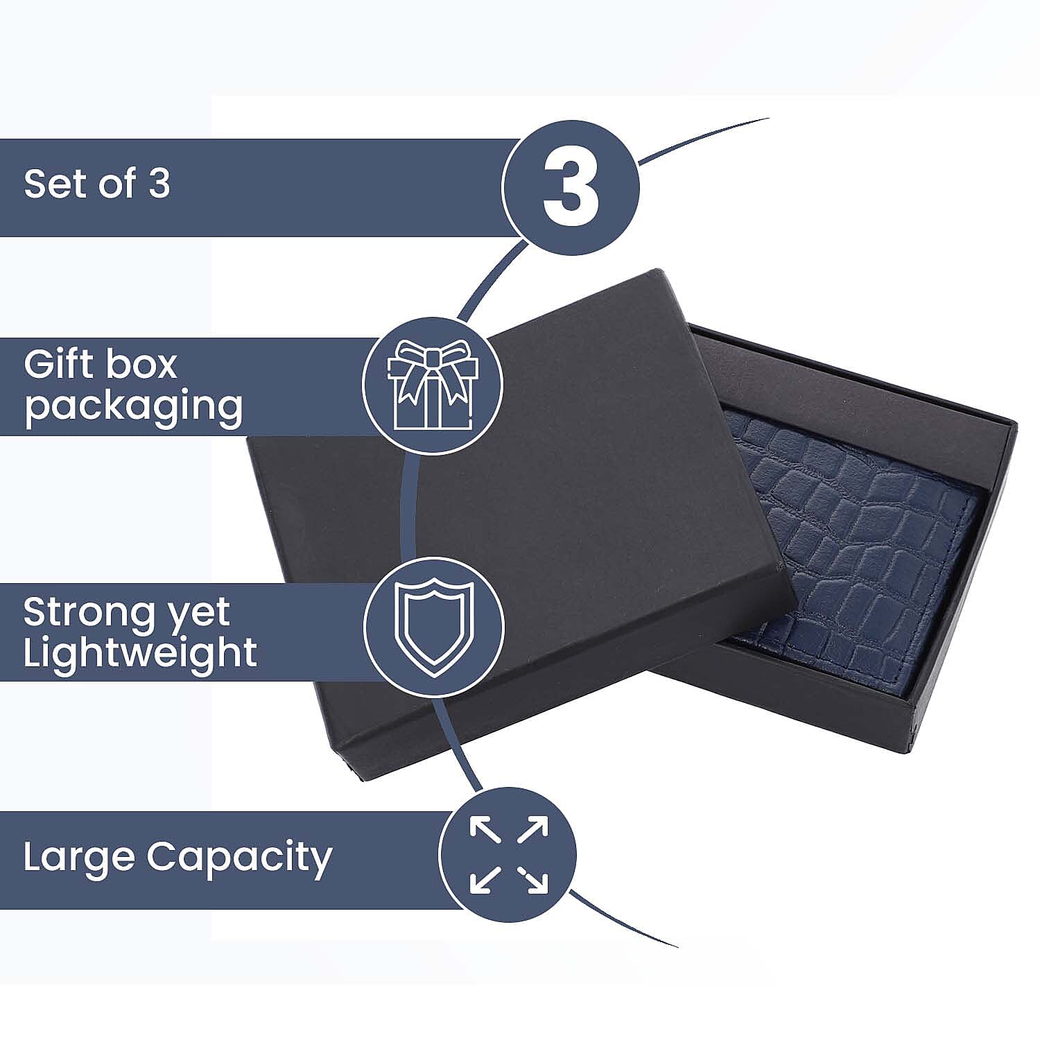 Super Find - 100% Genuine Leather Croc Embossed Mens Wallet - Navy 8920183 5