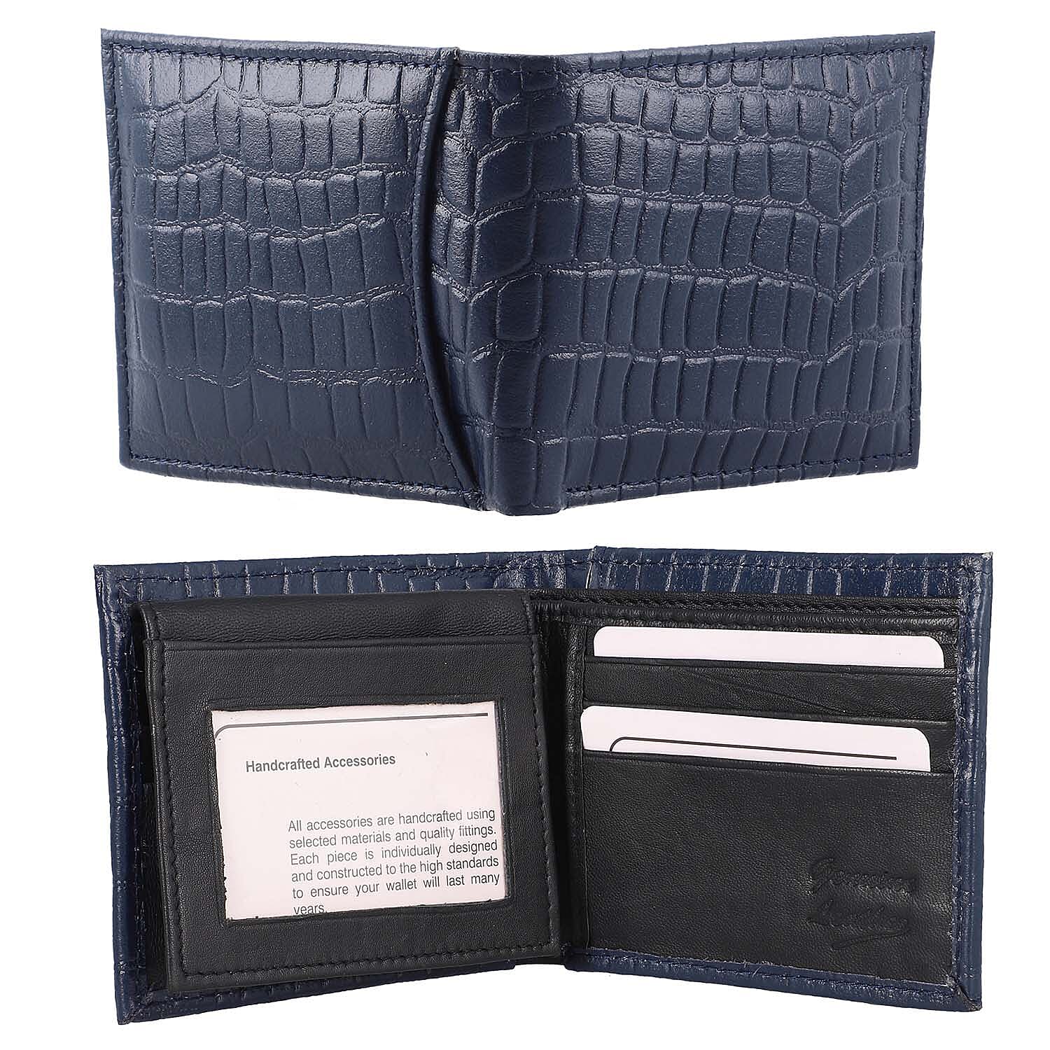 Super Find - 100% Genuine Leather Croc Embossed Mens Wallet - Navy 8920183 6
