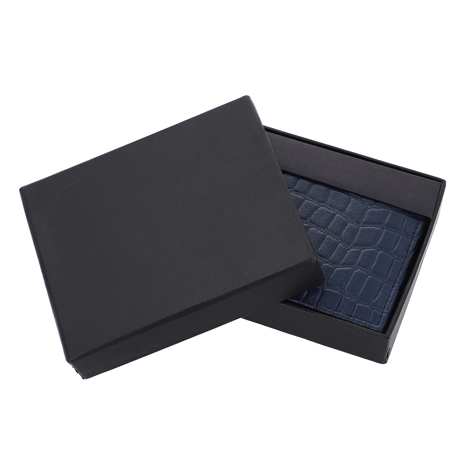 Super Find - 100% Genuine Leather Croc Embossed Mens Wallet - Navy 8920183 7