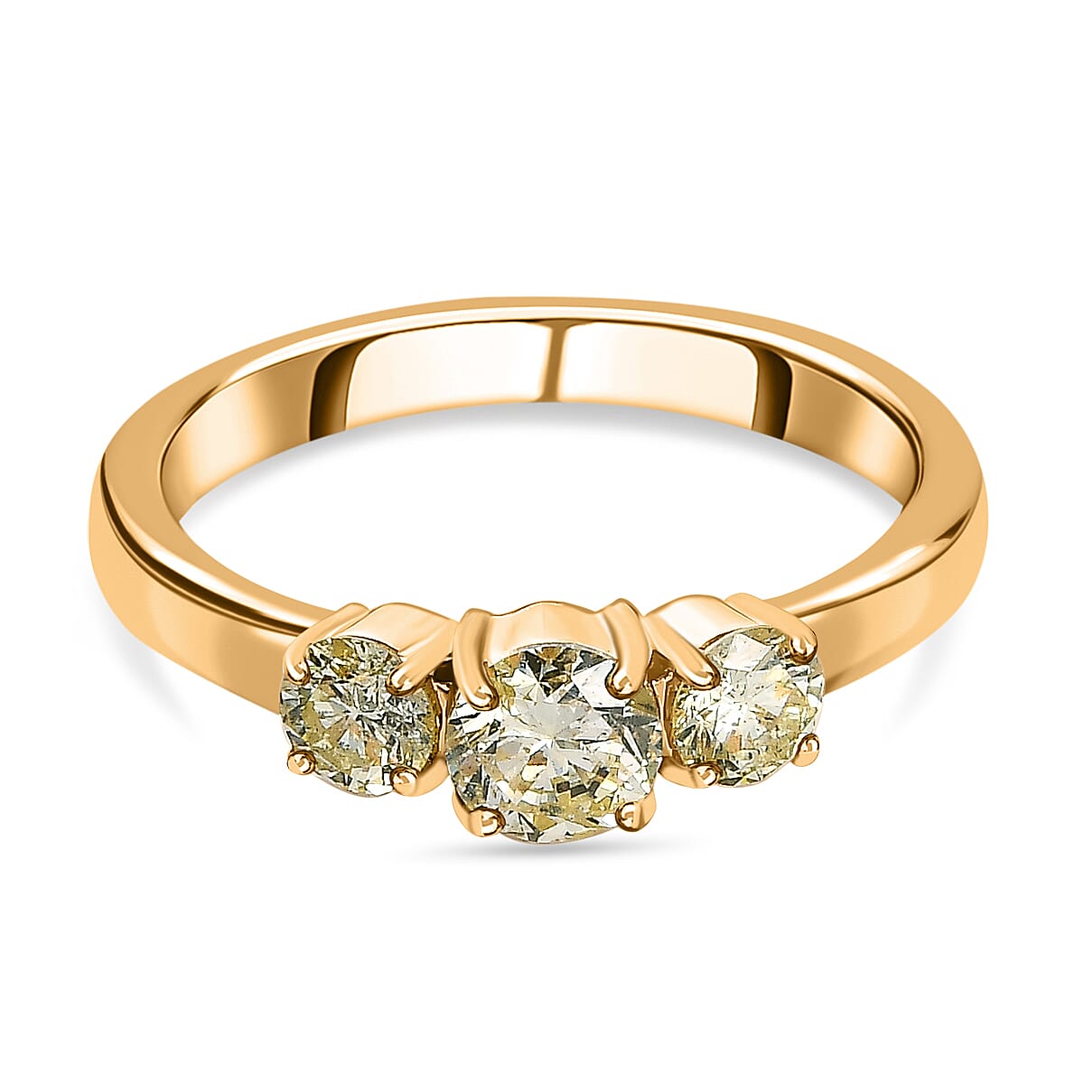 14K Yellow Gold SGL Certified (I1) Natural Yellow Diamond 3 Stone Ring 1.00 Ct 7384077 1