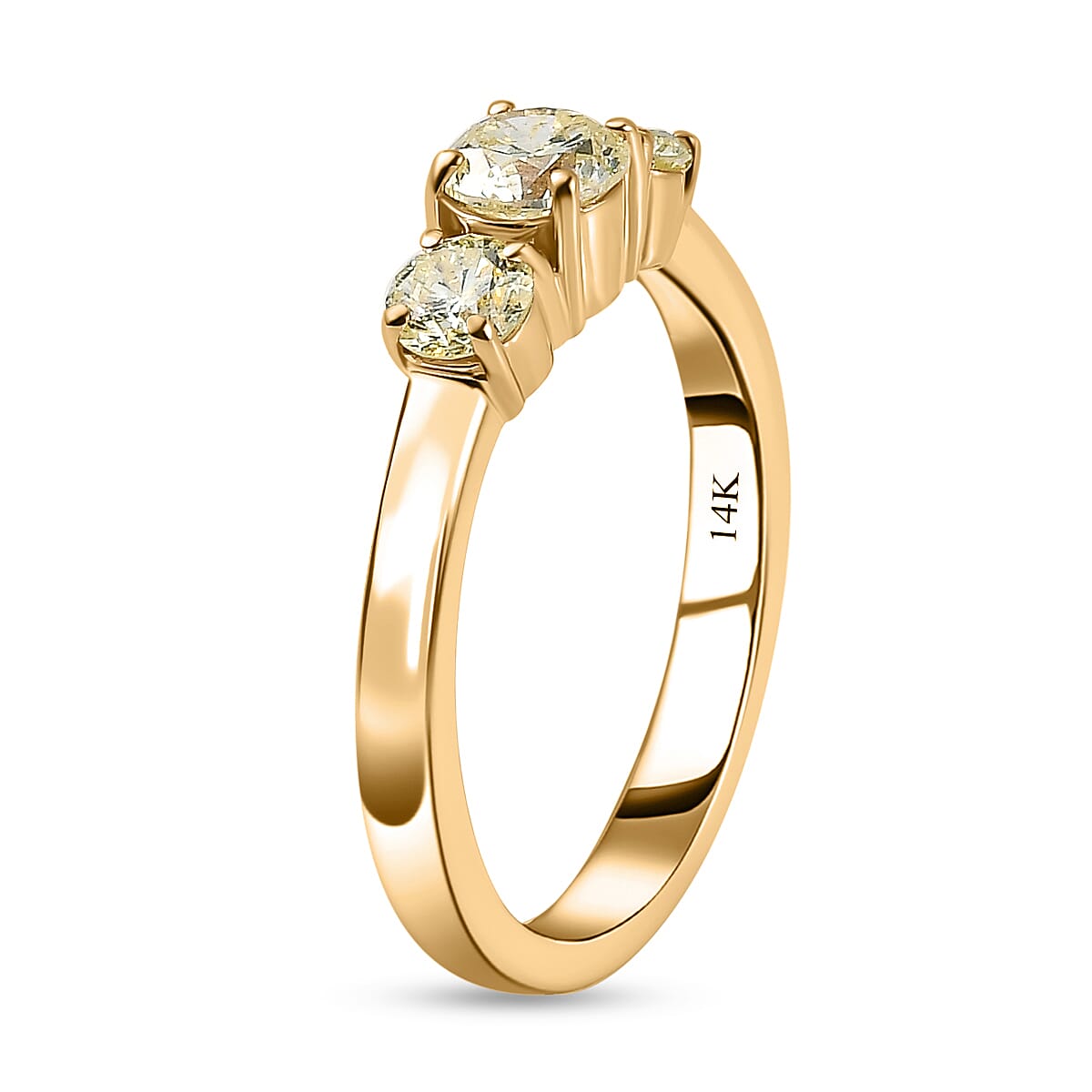 14K Yellow Gold SGL Certified (I1) Natural Yellow Diamond 3 Stone Ring 1.00 Ct 7384077 7