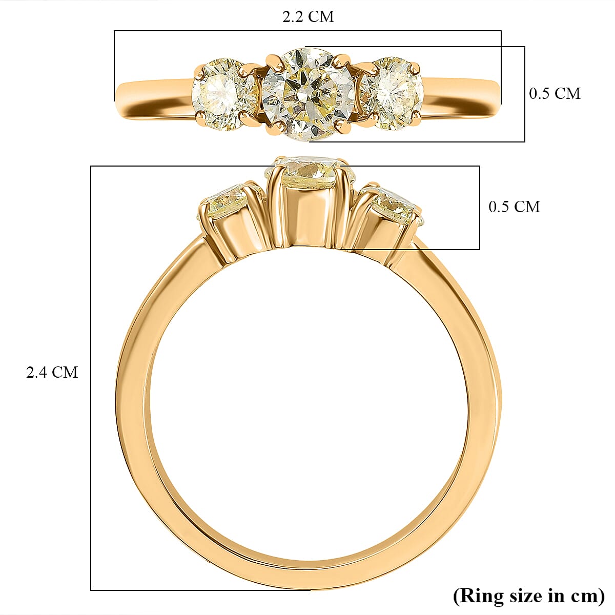 14K Yellow Gold SGL Certified (I1) Natural Yellow Diamond 3 Stone Ring 1.00 Ct 7384077 11