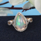 9K Yellow Gold Ethiopian Welo Opal and Diamond Ring 3.05 Ct.