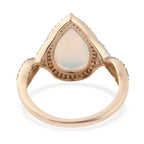 9K Yellow Gold Ethiopian Welo Opal and Diamond Ring 3.05 Ct.