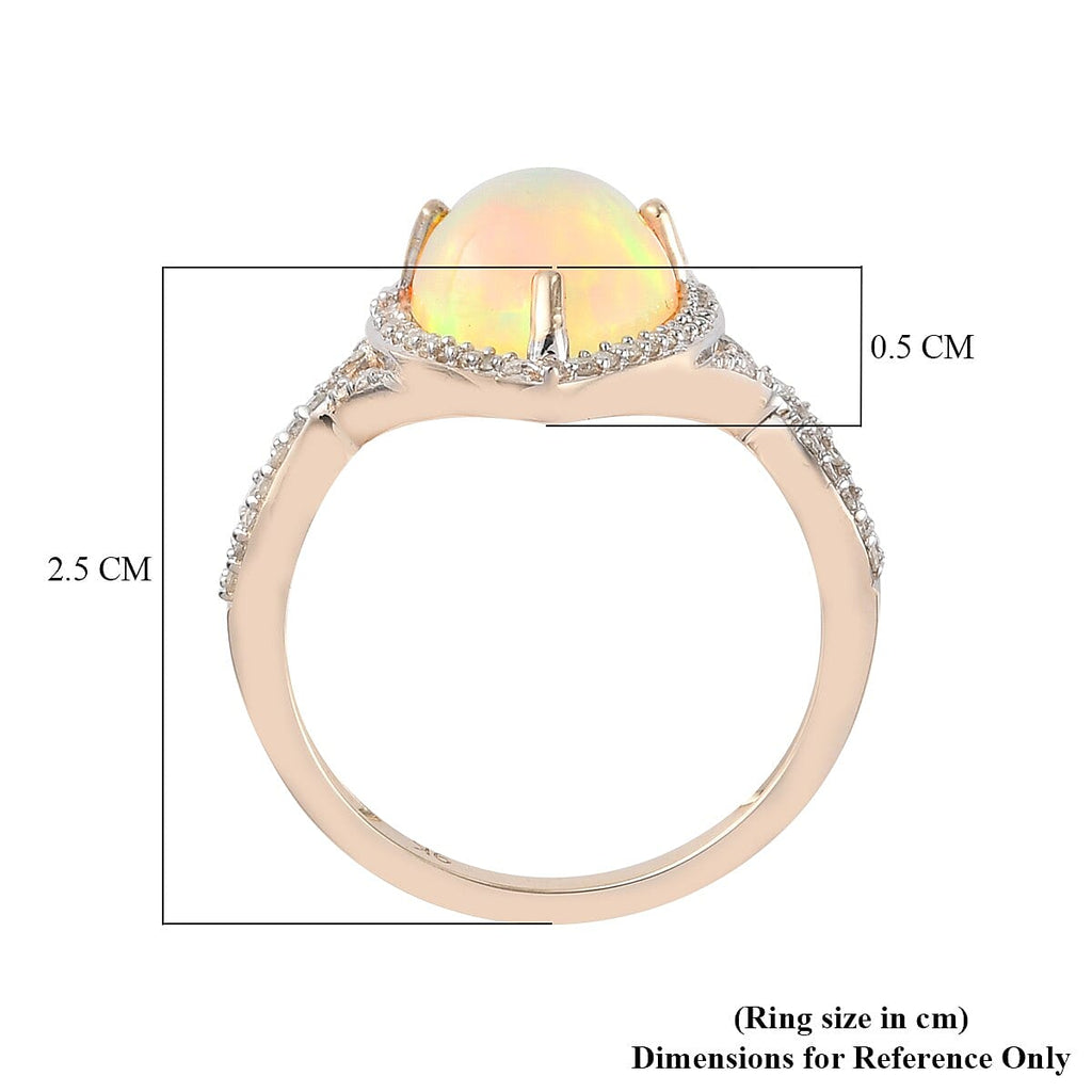 9K Yellow Gold Ethiopian Welo Opal and Diamond Ring 3.05 Ct.