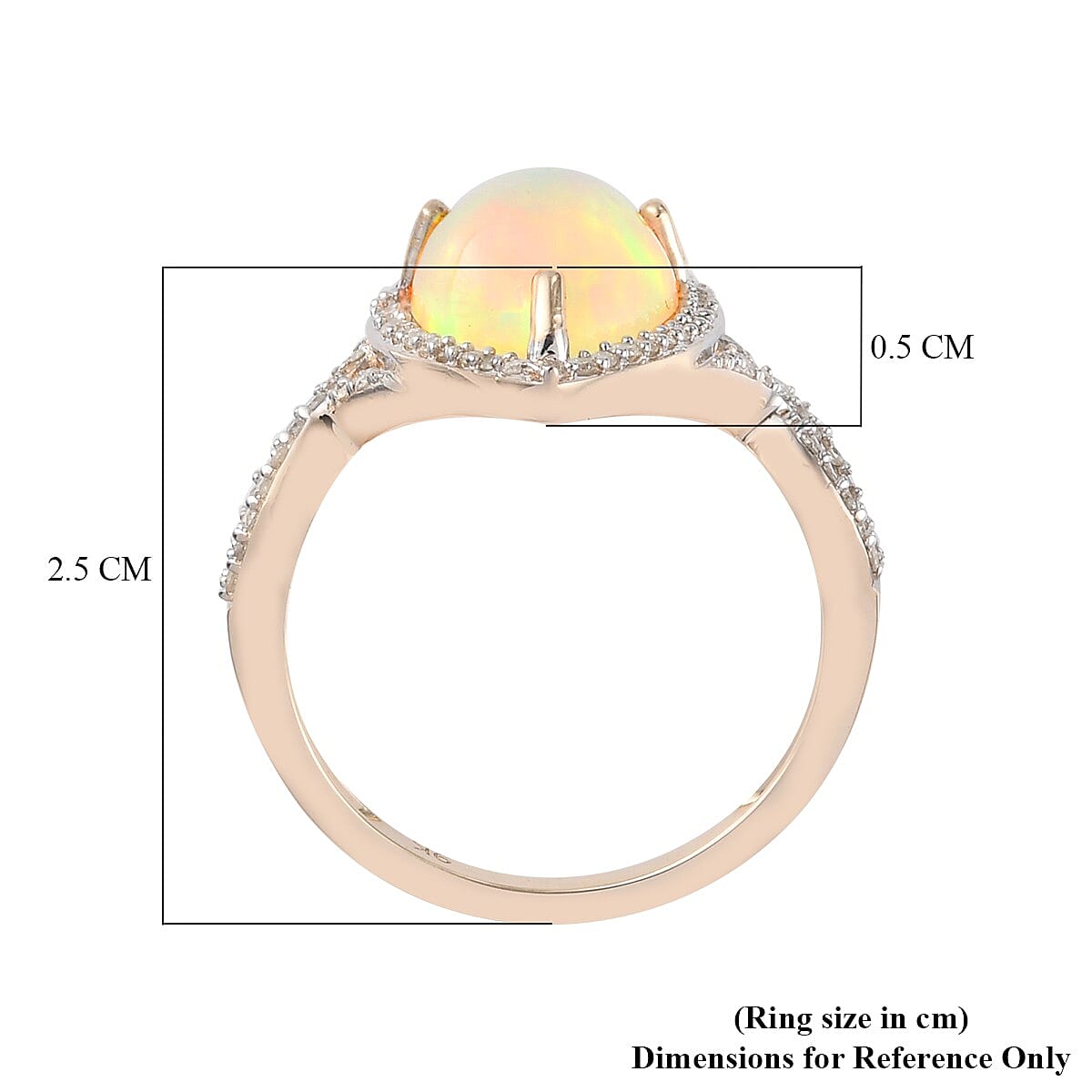 Super Find-9K Yellow Gold AAA Ethiopian Opal, White Diamond Ring 3.300  Ct. 3840124 5
