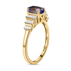 9K Yellow Gold Tanzanite and Diamond Ring 1.00 Ct.