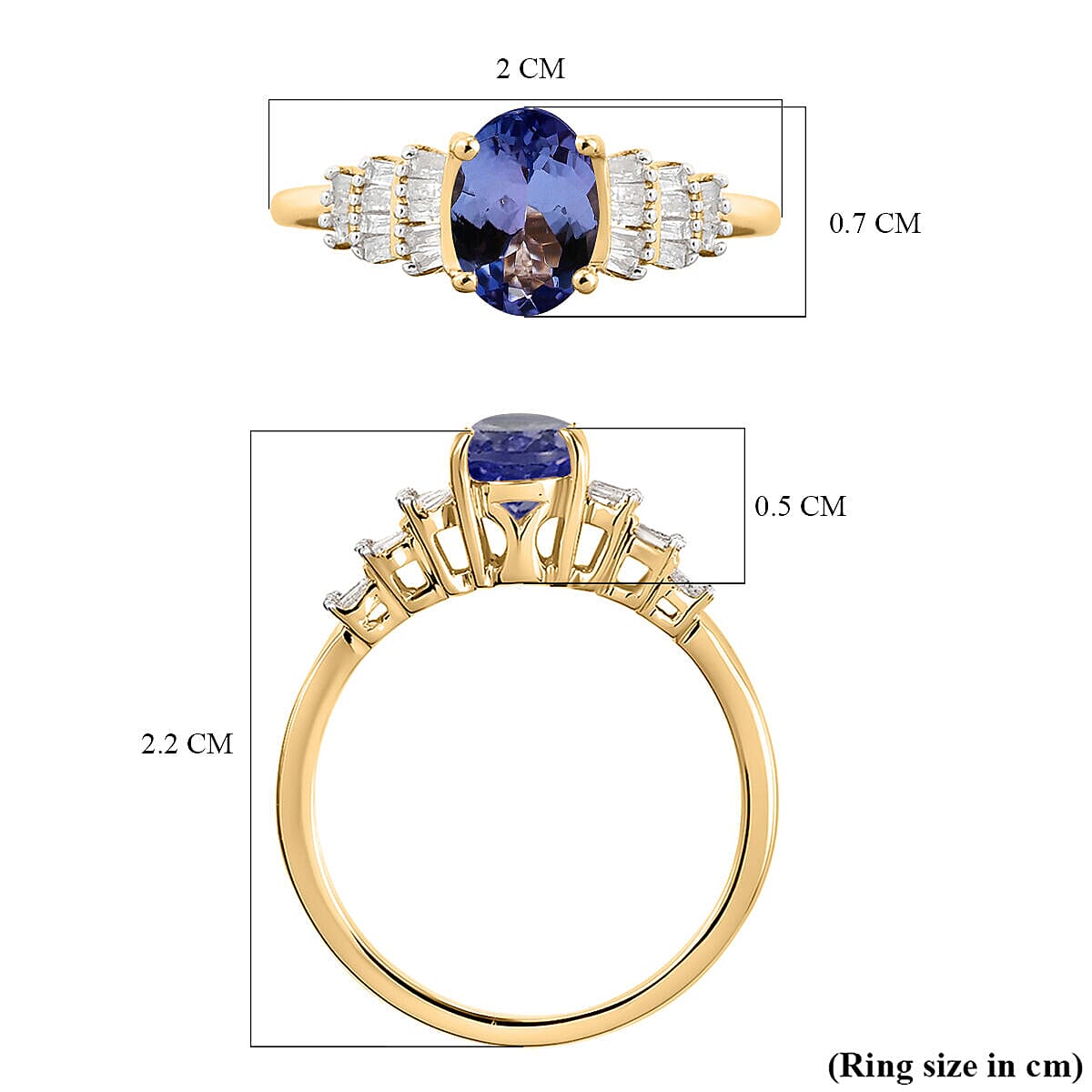 9K Yellow Gold Tanzanite and Diamond Ring 1.00 Ct. 7275673 5