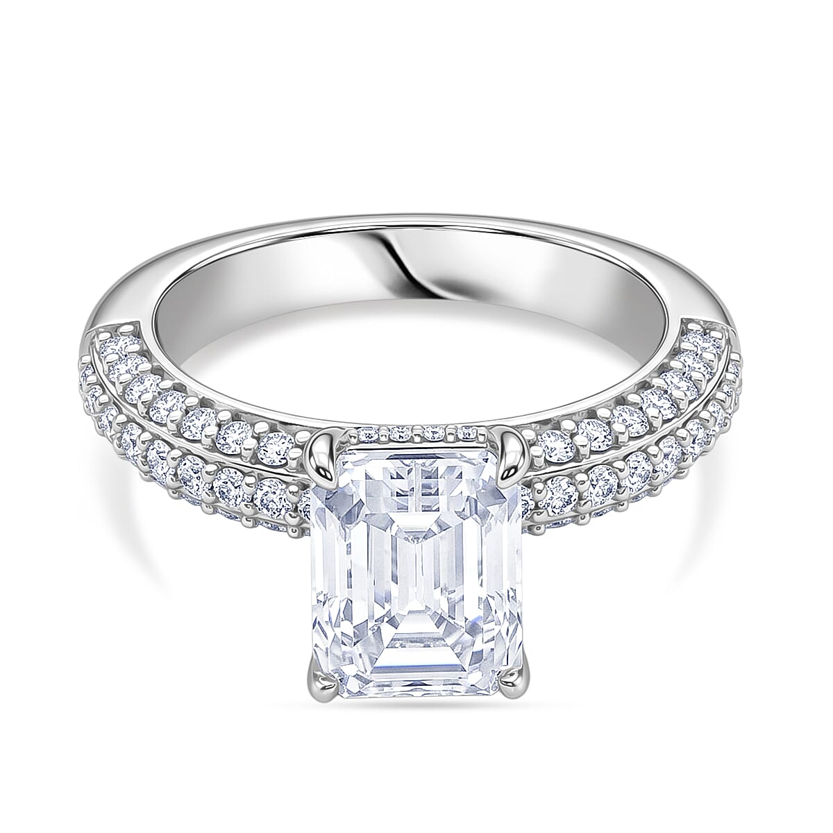 D'Joy Moissanite (VS/E-F) Forever Ring in Rhodium Overlay Sterling Silver 3.77 Ct. 8516561 0