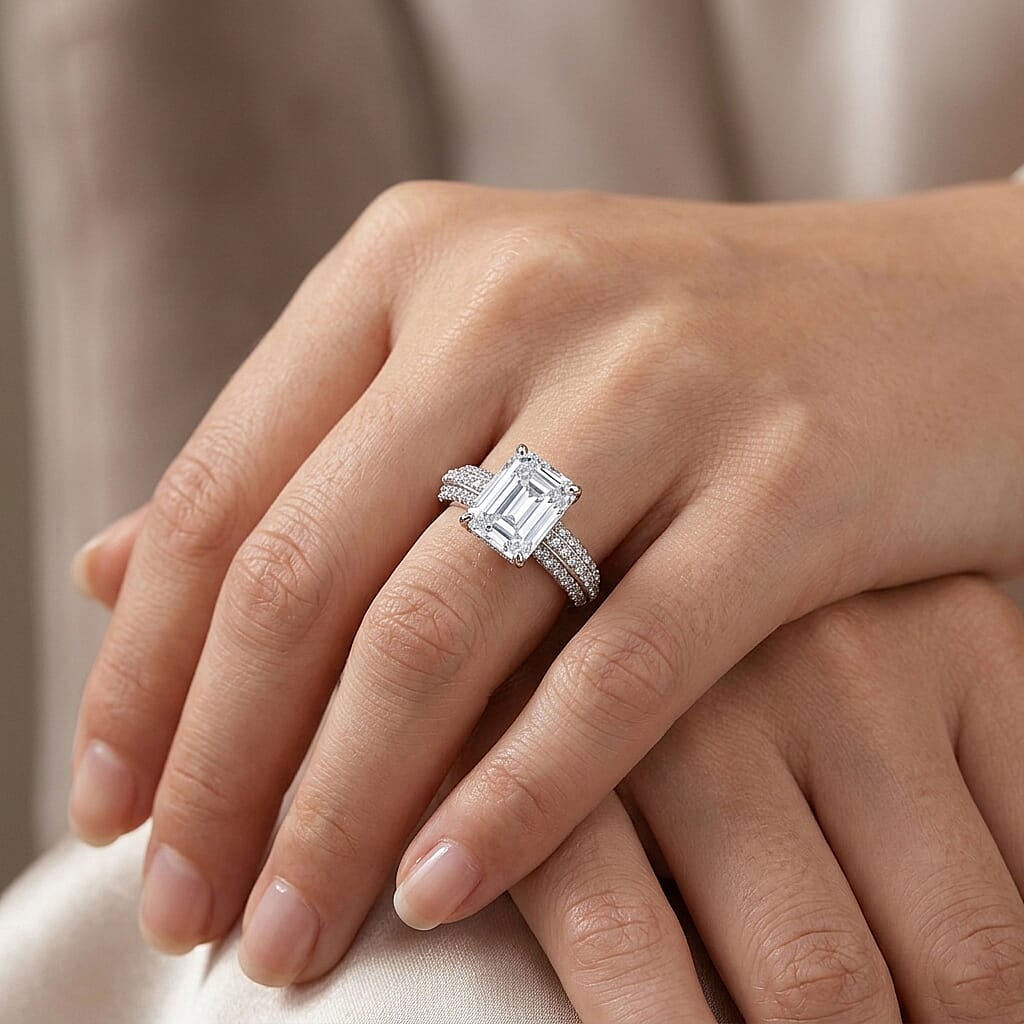Super Find - D'Joy Moissanite (VS-E-F) Forever Ring in Rhodium Overlay Sterling Silver 3.77 Ct.