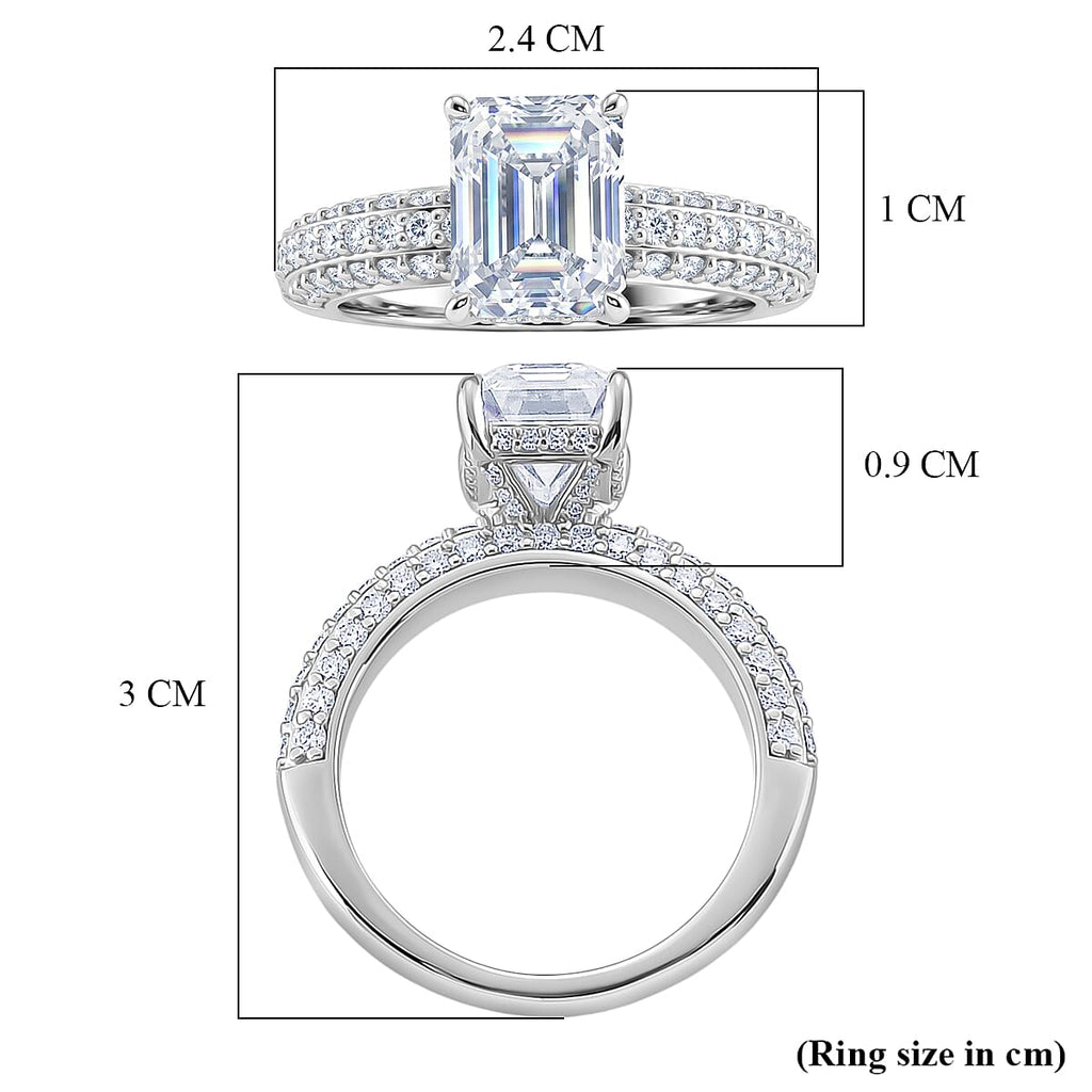 Super Find - D'Joy Moissanite (VS-E-F) Forever Ring in Rhodium Overlay Sterling Silver 3.77 Ct.