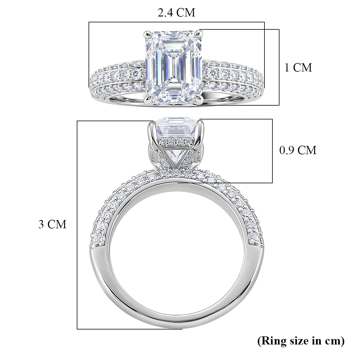 D'Joy Moissanite (VS/E-F) Forever Ring in Rhodium Overlay Sterling Silver 3.77 Ct. 8516561 6