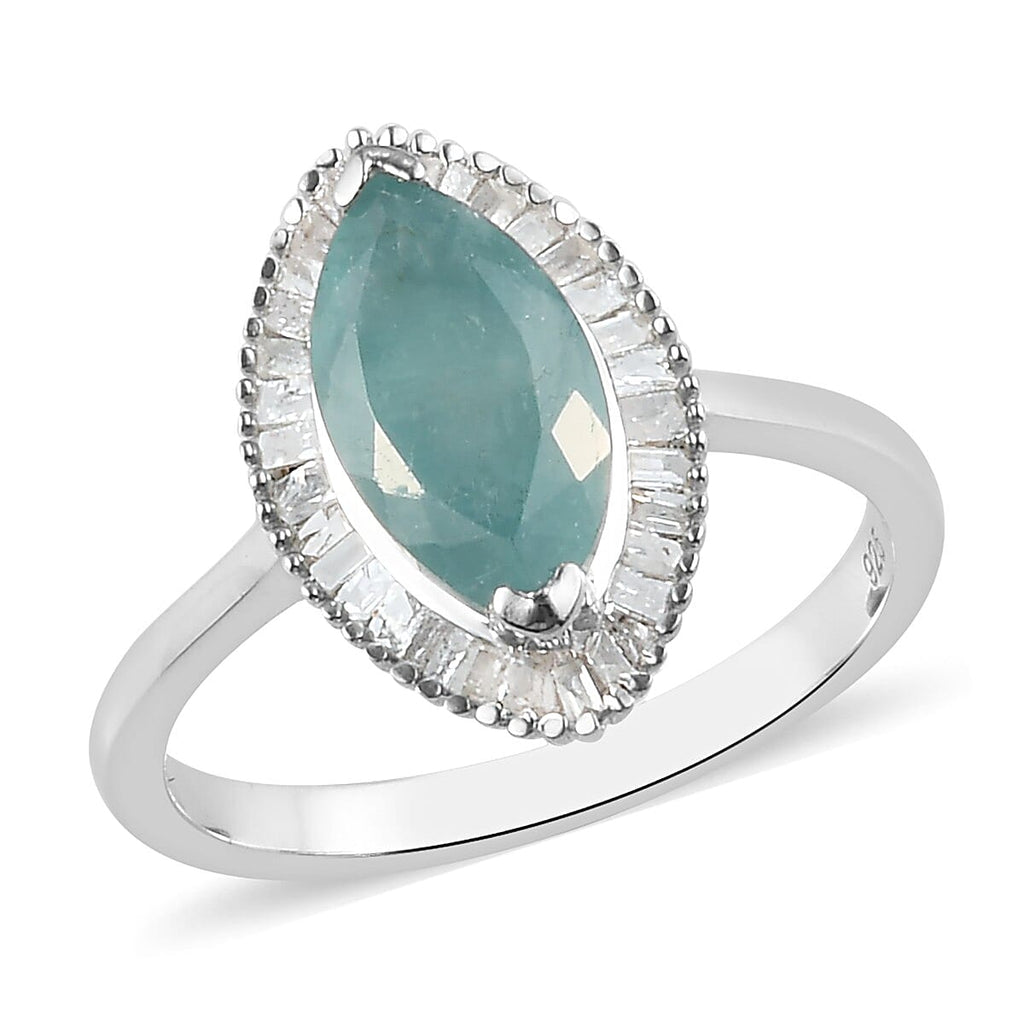 Grandidierite and Diamond Ring in Platinum Overlay Sterling Silver 2.00 Ct.