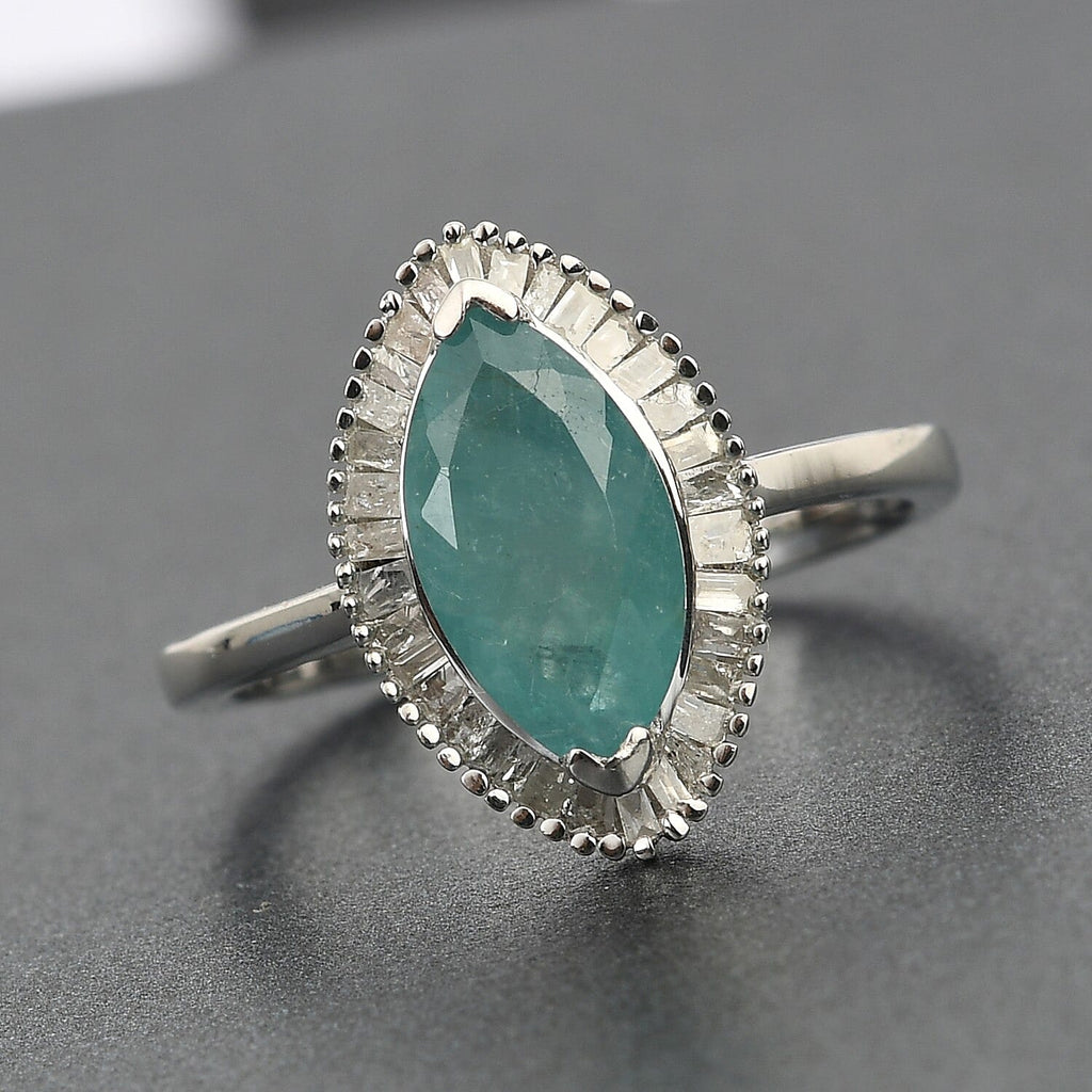 Grandidierite and Diamond Ring in Platinum Overlay Sterling Silver 2.00 Ct.