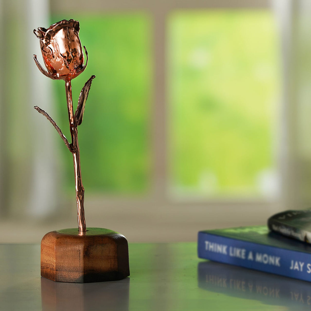 Handcrafted Decorative Gift Article Real Rose with Yellow Gold Tone (15.2 x 6.2 Cm) in Box and Stand 7906111 2
