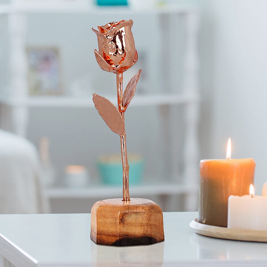 Handcrafted Decorative Gift Article Real Rose with Yellow Gold Tone (15.2 x 6.2 Cm) in Box and Stand 7906111 3
