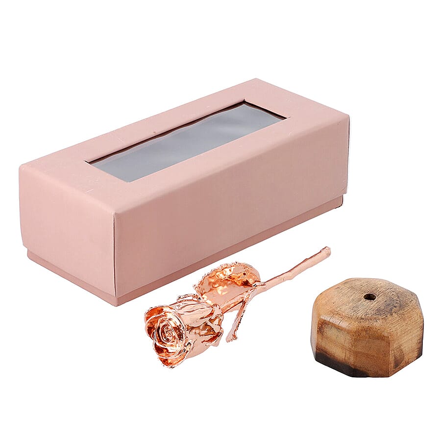 Handcrafted Decorative Gift Article Real Rose with Yellow Gold Tone (15.2 x 6.2 Cm) in Box and Stand 7906111 5