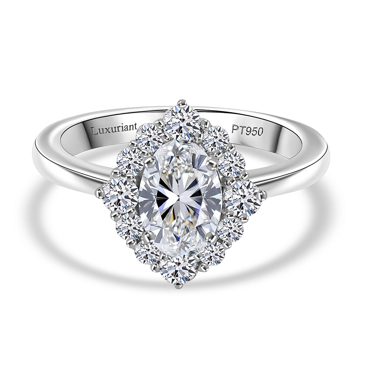 LUXURIANT 1.50 Ct. Lab Grown Diamond Halo Ring in 950 Platinum IGI Certified (VS-EF) 8099484 0