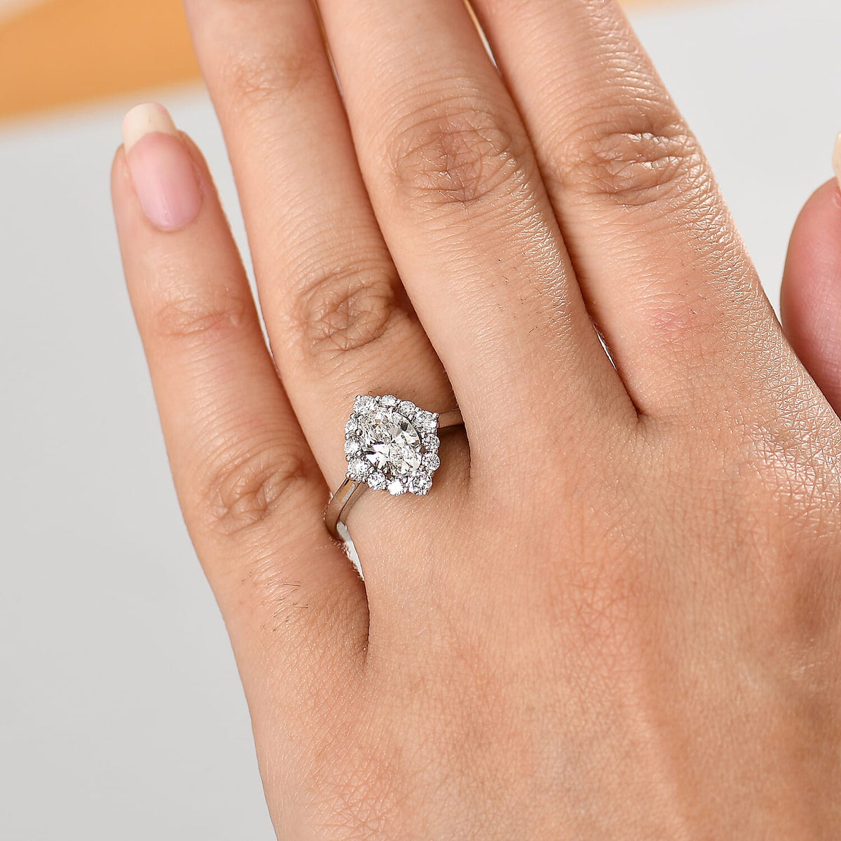 LUXURIANT 1.50 Ct. Lab Grown Diamond Halo Ring in 950 Platinum IGI Certified (VS-EF) 8099484 3