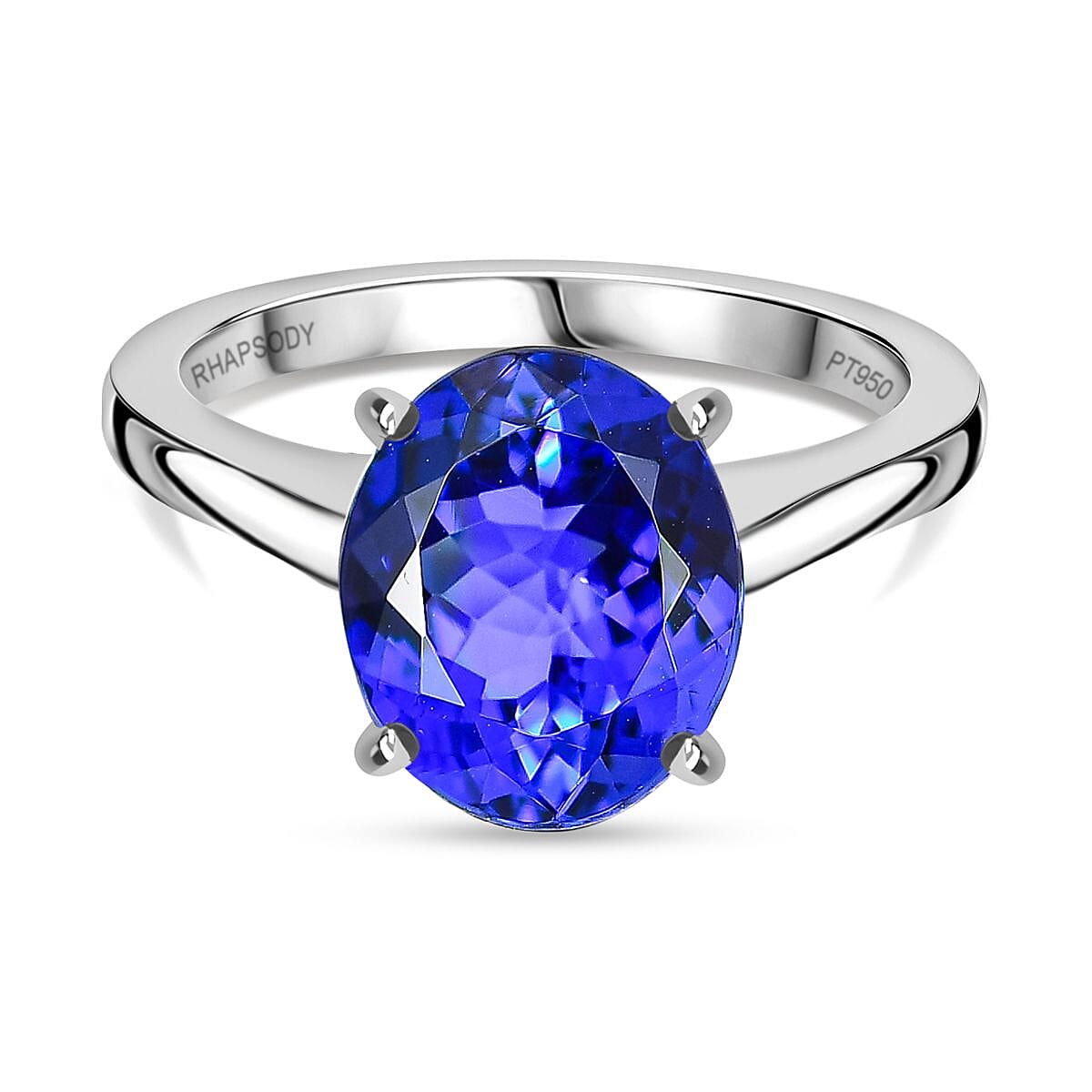 RHAPSODY 950 Platinum AAAA Tanzanite Solitaire Ring 4.13 Ct 7963741 0
