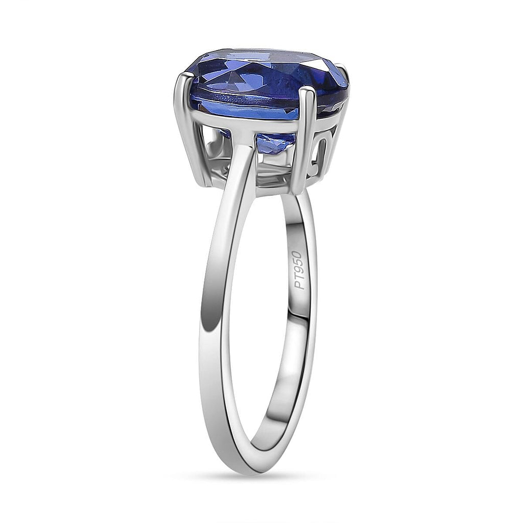 RHAPSODY 950 Platinum AAAA Tanzanite Solitaire Ring 4.13 Ct