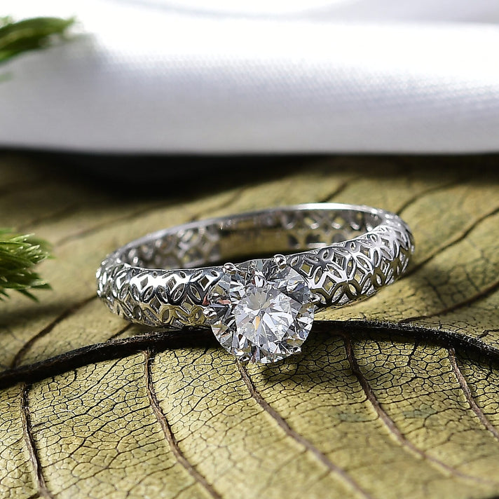 LUXURIANT 1 Ct. Lab Grown Diamond Solitaire Ring in 9K White Gold SGL Certified (SI-GH) 8270705 2
