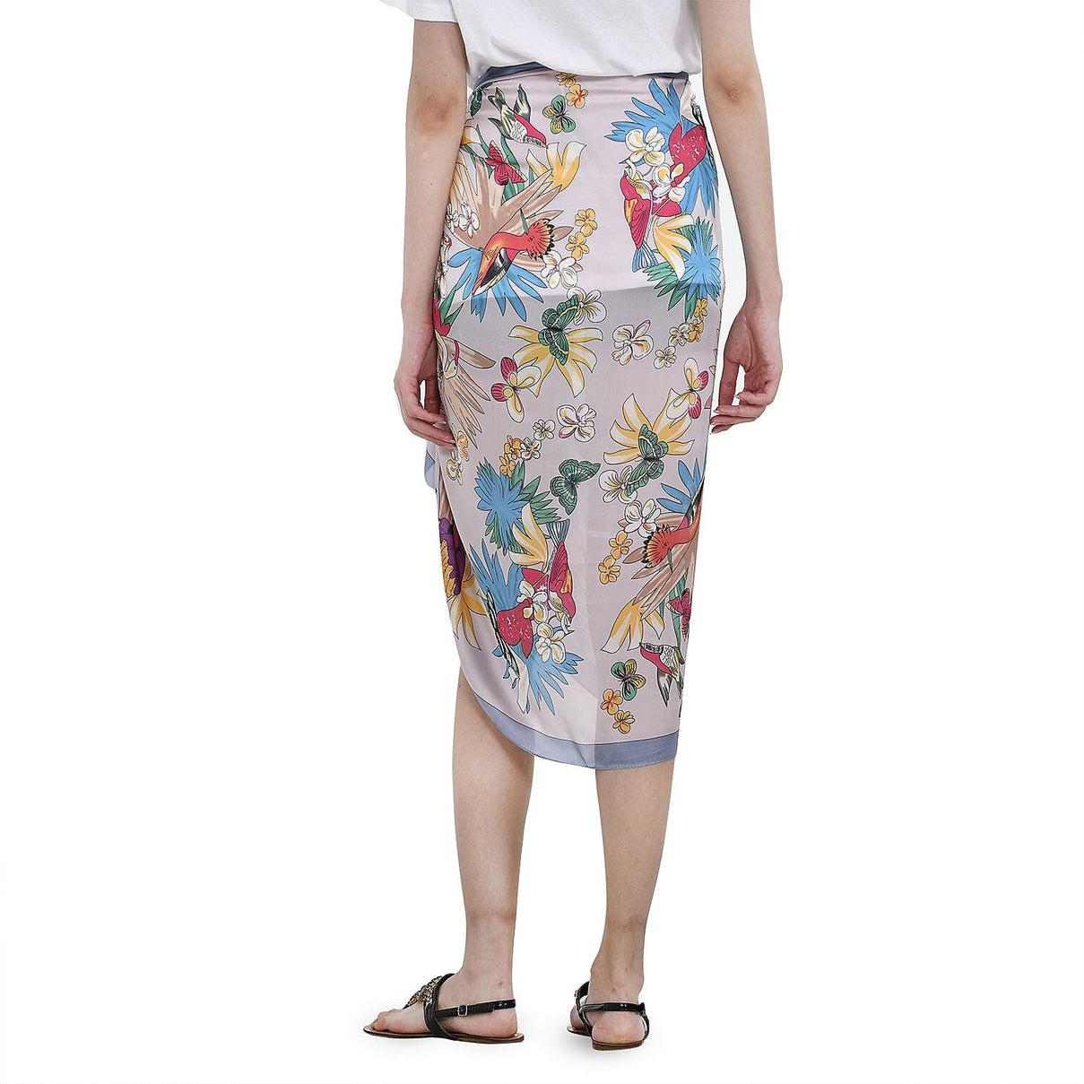 Super Soft Large Satin Tropical Print Sarong-Scarf (Size 180x90 cm) - Multi 7490075 1