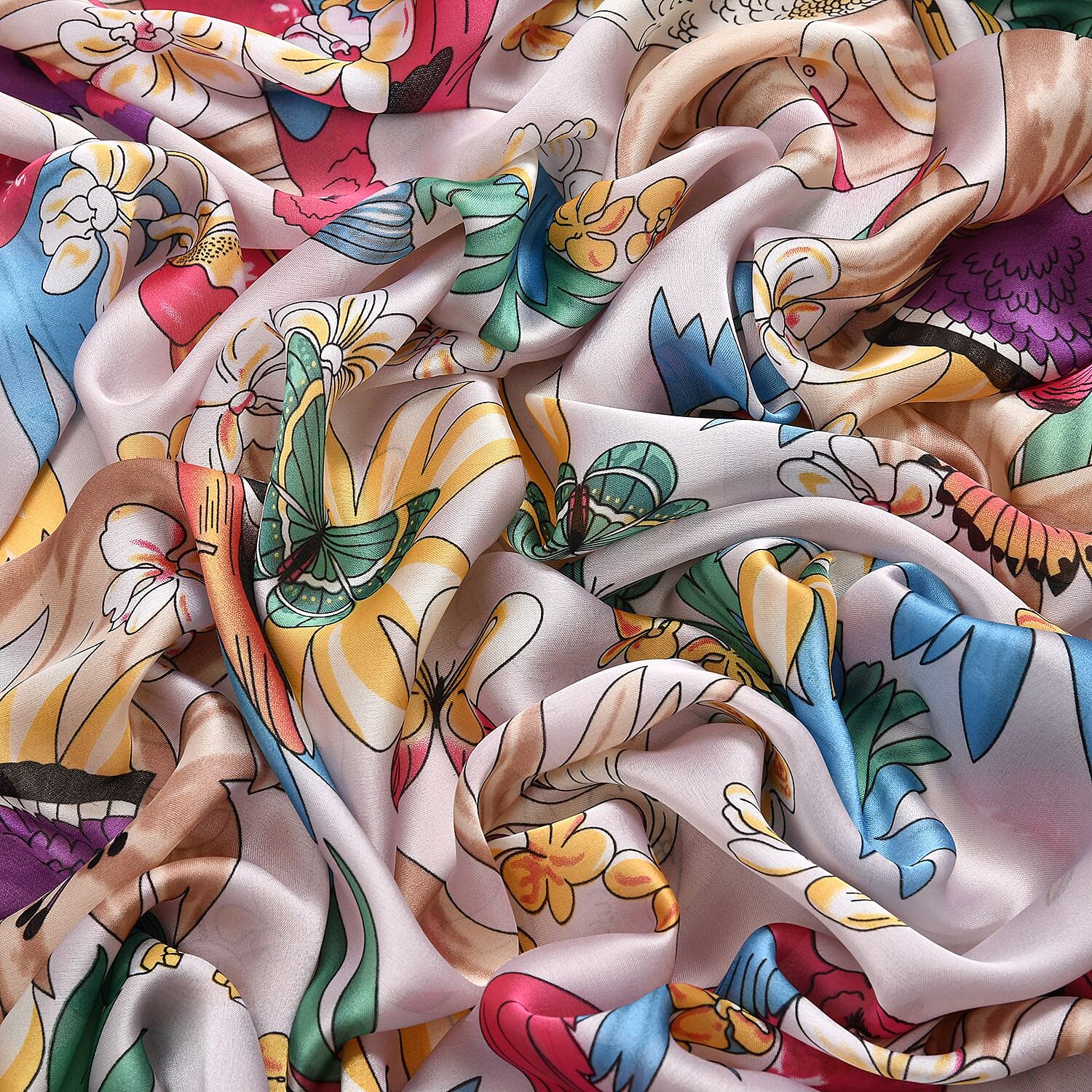 Super Soft Large Satin Tropical Print Sarong-Scarf (Size 180x90 cm) - Multi 7490075 5