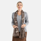 Super Soft Oversized Floral Embroidery Scarf (180 x 65cm) - Brown