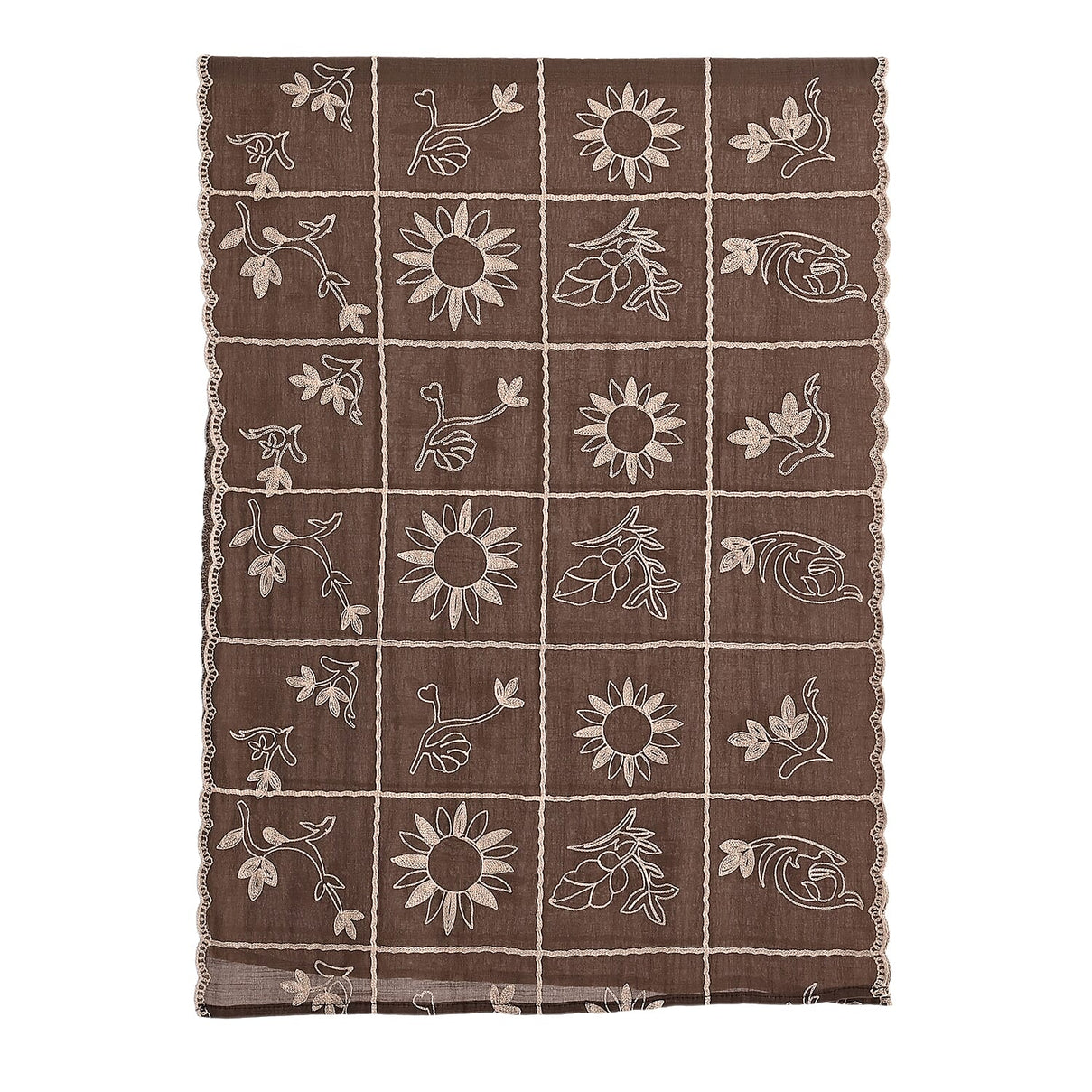 Super Soft Oversized Floral Embroidery Scarf (180 x 65cm) - Brown 8289988 7