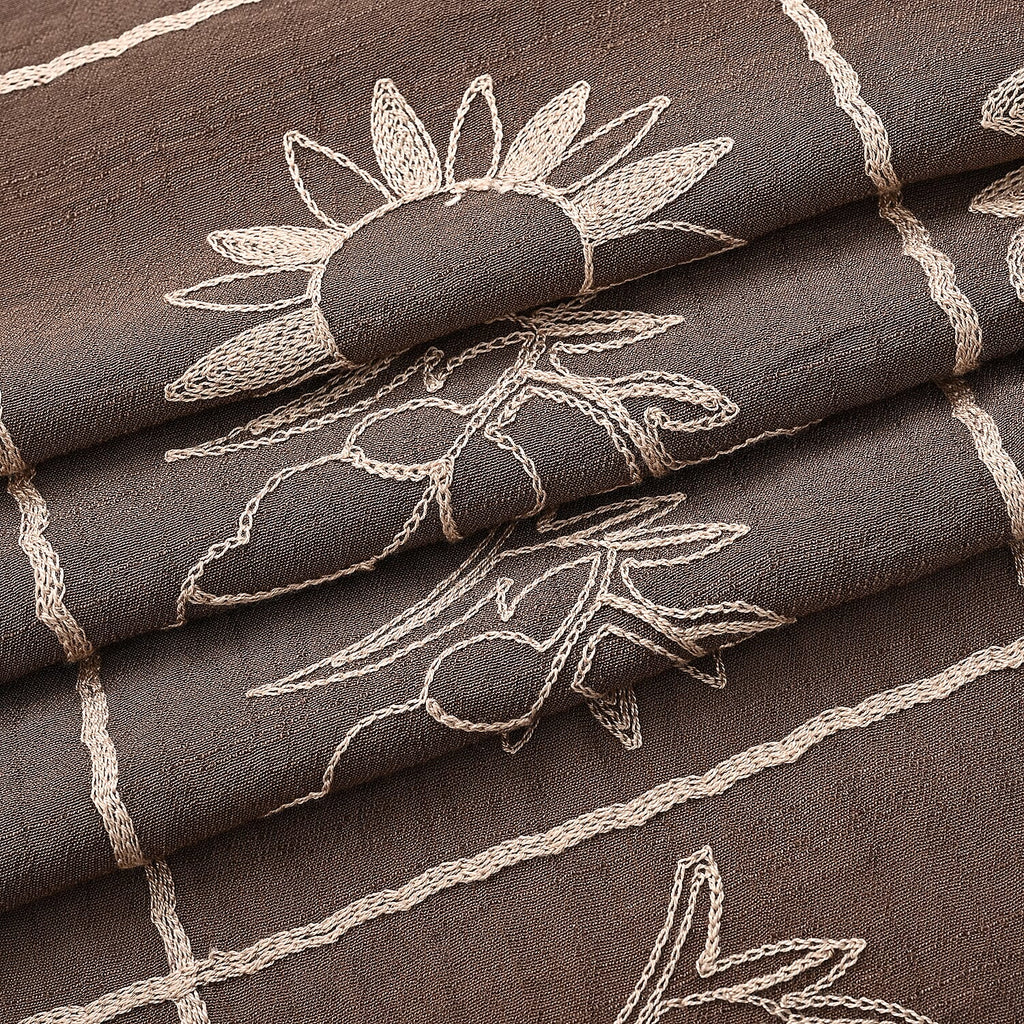 Super Soft Oversized Floral Embroidery Scarf (180 x 65cm) - Brown