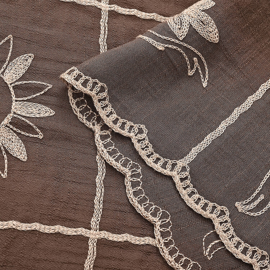Super Soft Oversized Floral Embroidery Scarf (180 x 65cm) - Brown