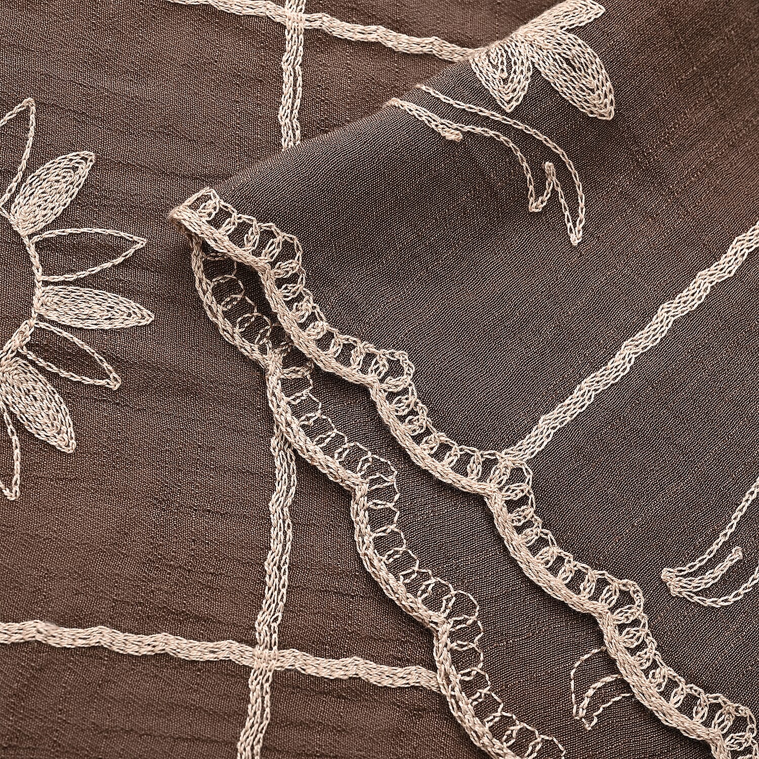 Super Soft Oversized Floral Embroidery Scarf (180 x 65cm) - Brown 8289988 9