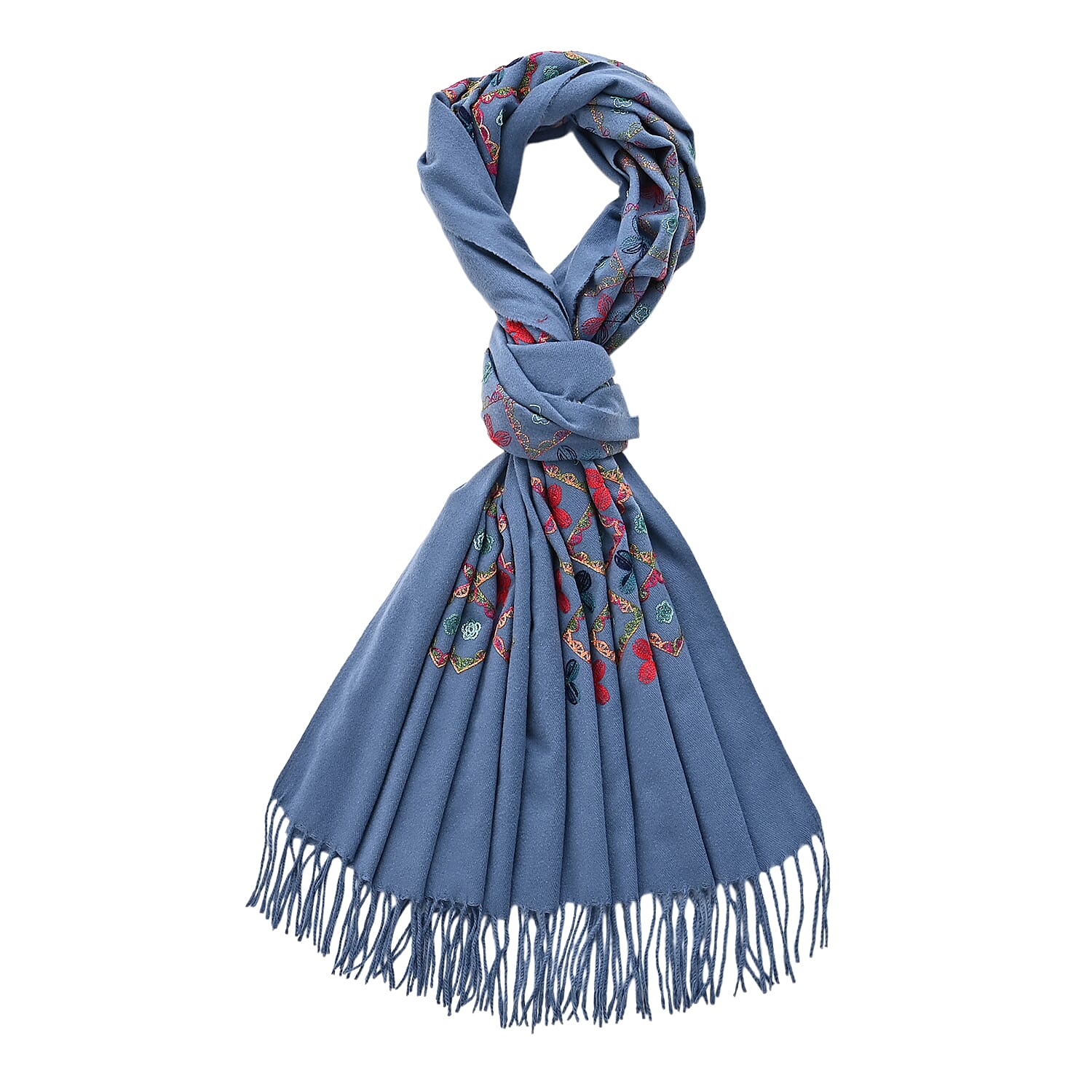 Super Soft Oversized Floral Embroidery Scarf (185 x 70cm) - Blue 8289911 6