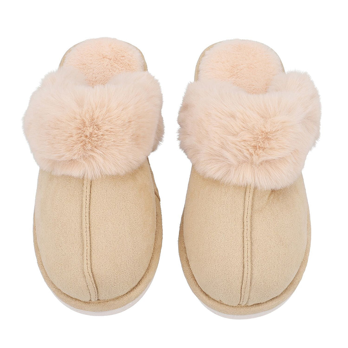 Super Soft Suede Slippers with Faux Fur - Beige 3870821 0