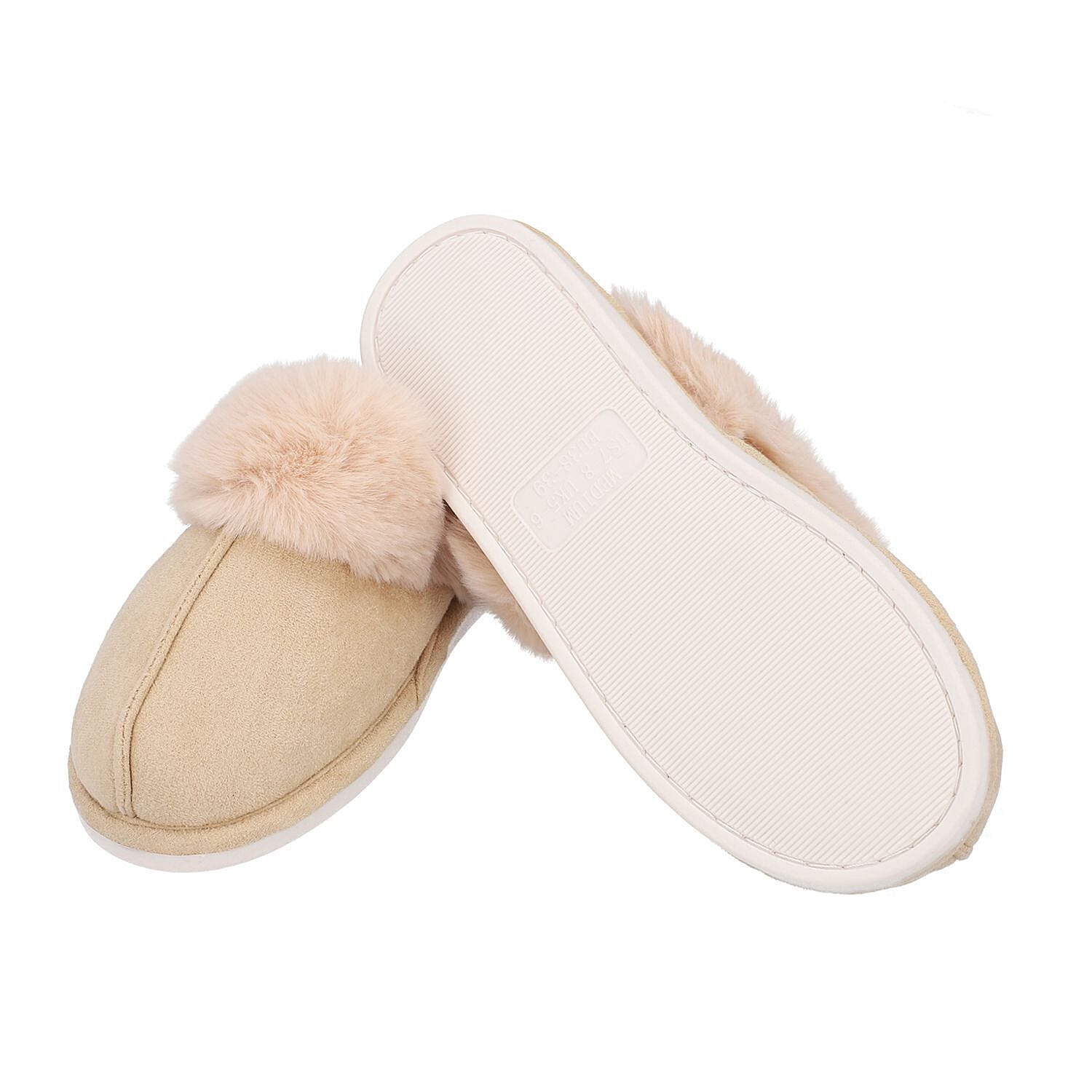 Super Soft Suede Slippers with Faux Fur - Beige 3870821 4