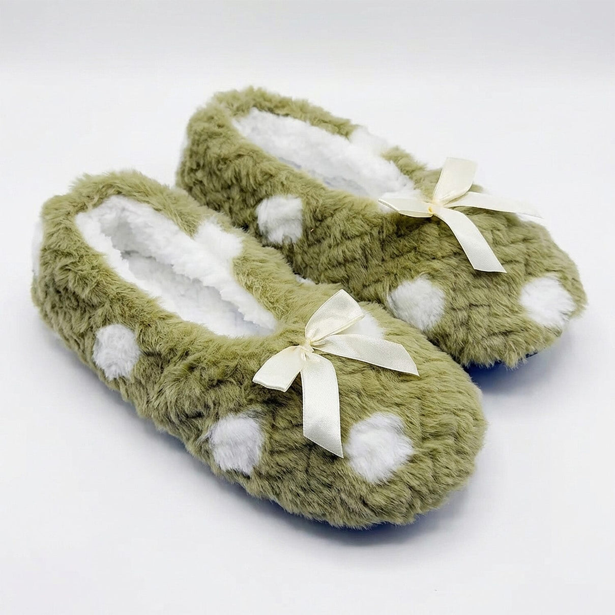 Super Soft Warm Cozy Spots Design Slipper Socks (UK 4-8) - Khaki. 8374316 0