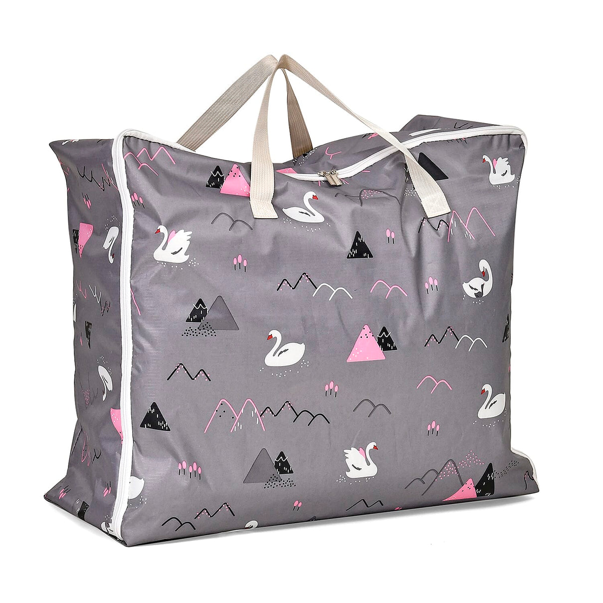 Set of 3 Swan Print Storage Bags - Grey 7695264 2