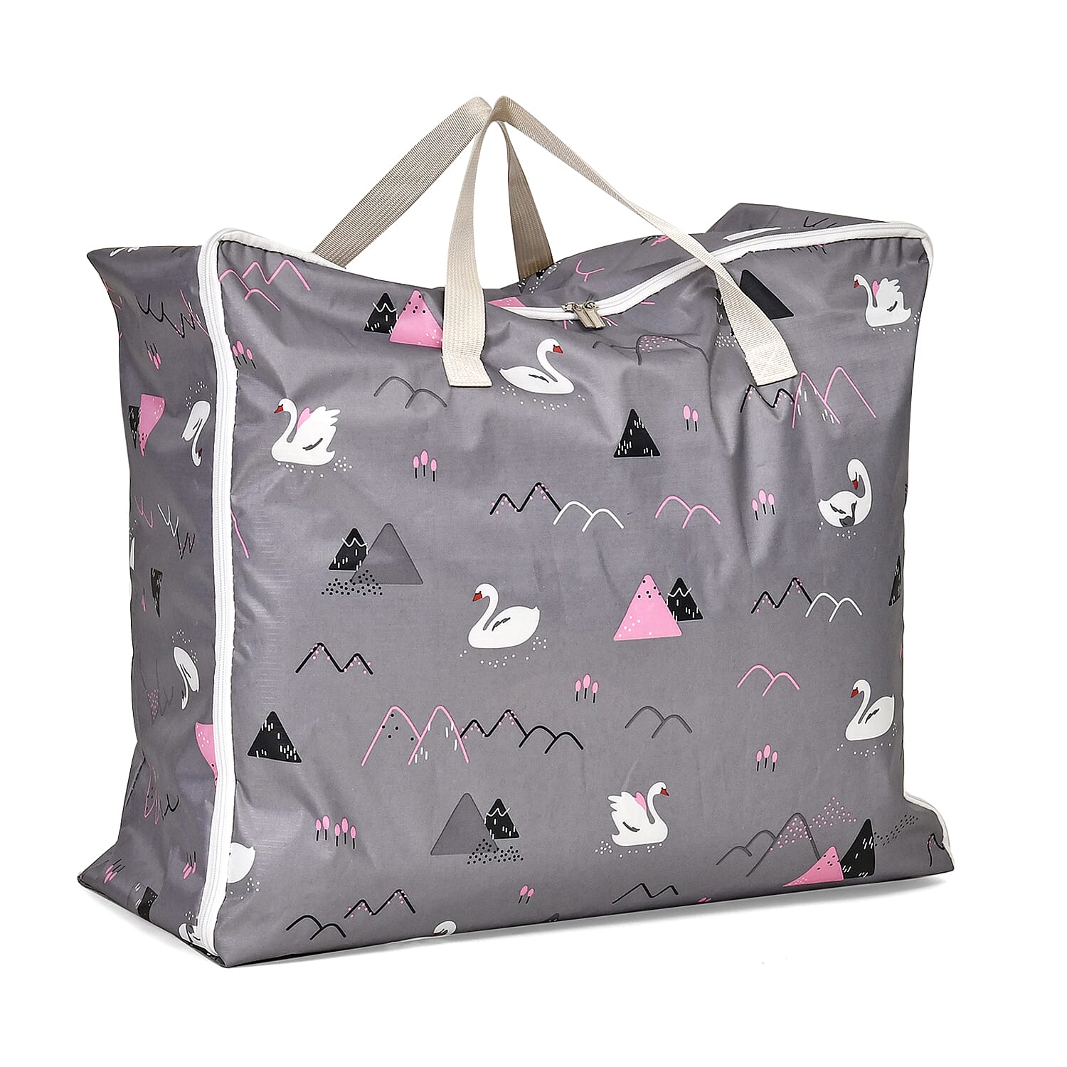 Set of 3 Swan Print Storage Bags - Grey 7695264 2
