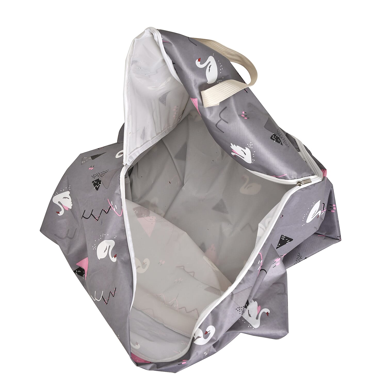 Set of 3 Swan Print Storage Bags - Grey 7695264 4