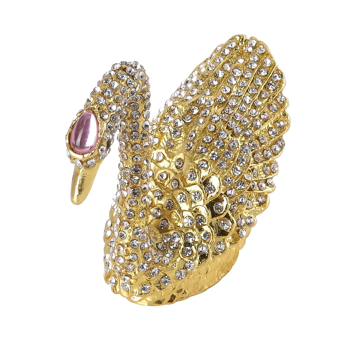 Swan Crystal Studded Trinket Jewellery Box - Gold 7489557 4