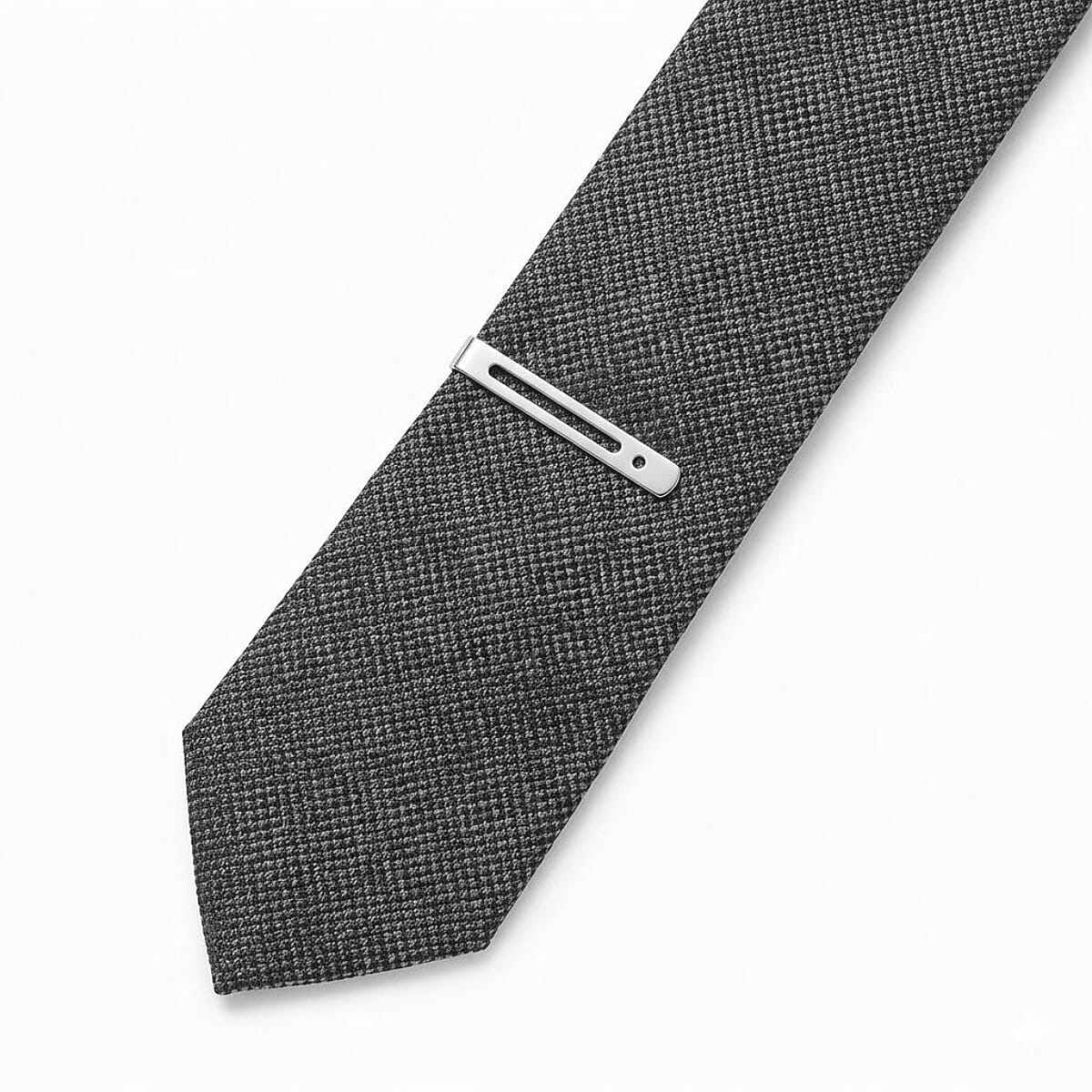 CLOSEOUT DEAL - Swarovski Mens 100% Wool Tie with Clip (150 x 7cm) - Grey V32536673 0