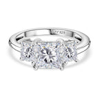 Swarovski Zirconia Trilogy Ring in Rhodium Overlay Sterling Silver  5.56 Ct.