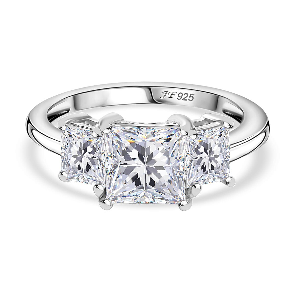 Swarovski Zirconia Trilogy Ring in Rhodium Overlay Sterling Silver  5.56 Ct. 8112753 0